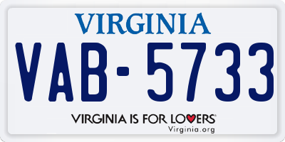 VA license plate VAB5733