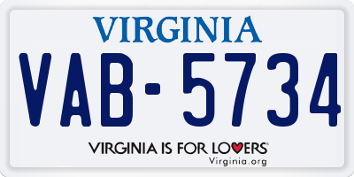 VA license plate VAB5734