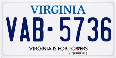 VA license plate VAB5736