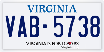 VA license plate VAB5738