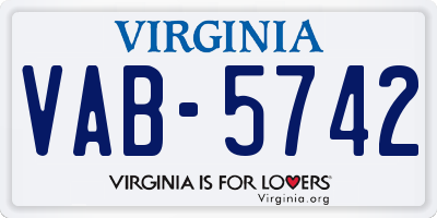 VA license plate VAB5742