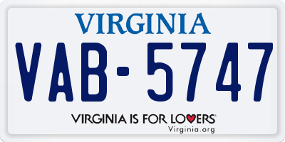 VA license plate VAB5747