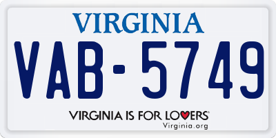 VA license plate VAB5749