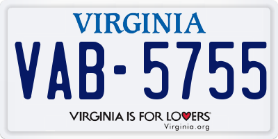VA license plate VAB5755