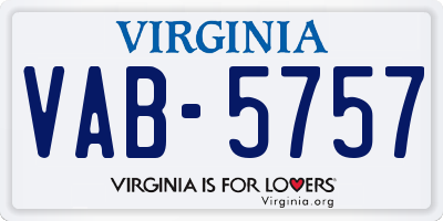 VA license plate VAB5757