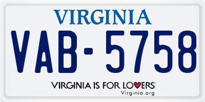 VA license plate VAB5758