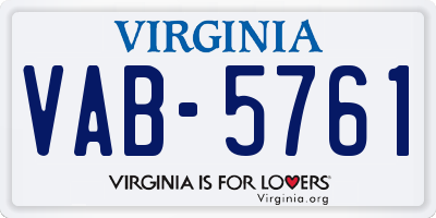 VA license plate VAB5761