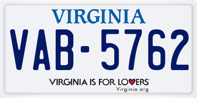 VA license plate VAB5762