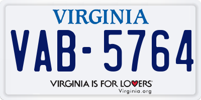 VA license plate VAB5764