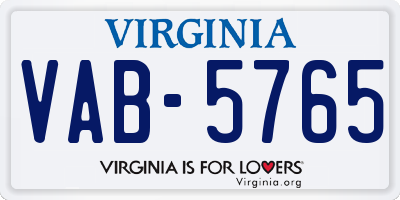 VA license plate VAB5765