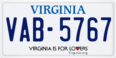 VA license plate VAB5767