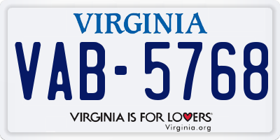 VA license plate VAB5768