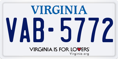 VA license plate VAB5772