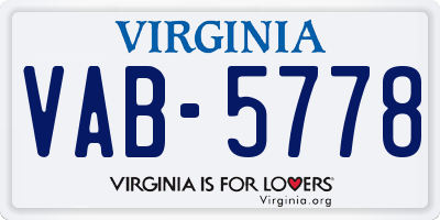 VA license plate VAB5778