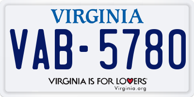 VA license plate VAB5780