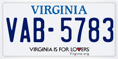 VA license plate VAB5783