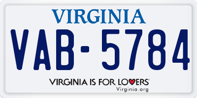 VA license plate VAB5784