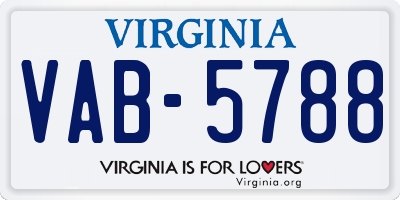 VA license plate VAB5788