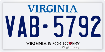 VA license plate VAB5792