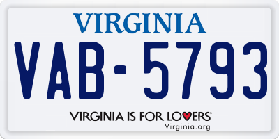 VA license plate VAB5793