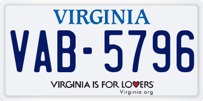 VA license plate VAB5796