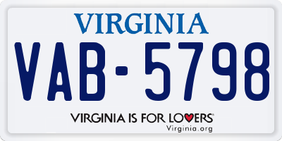 VA license plate VAB5798