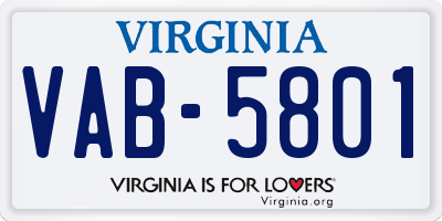 VA license plate VAB5801