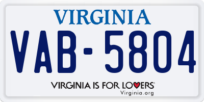 VA license plate VAB5804