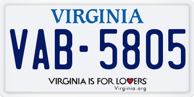 VA license plate VAB5805