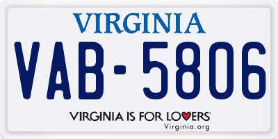 VA license plate VAB5806