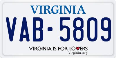 VA license plate VAB5809