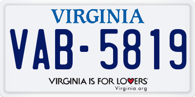 VA license plate VAB5819