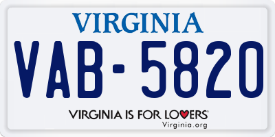 VA license plate VAB5820