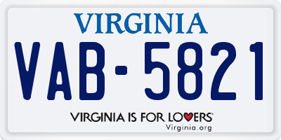 VA license plate VAB5821