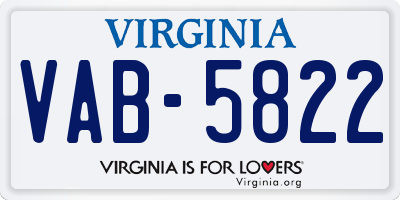 VA license plate VAB5822