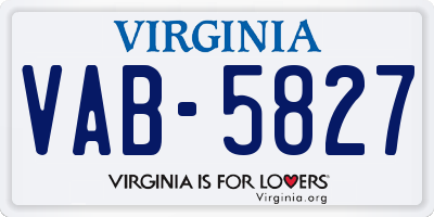 VA license plate VAB5827