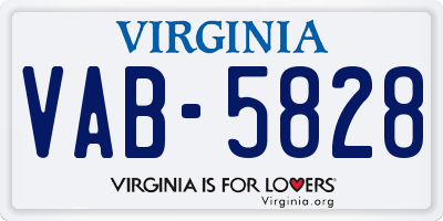 VA license plate VAB5828