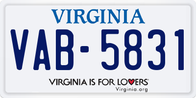 VA license plate VAB5831