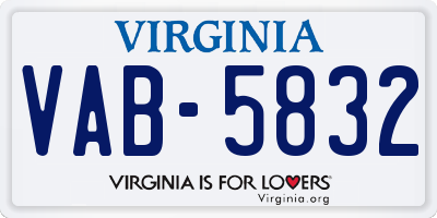 VA license plate VAB5832