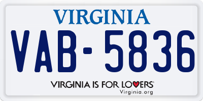 VA license plate VAB5836