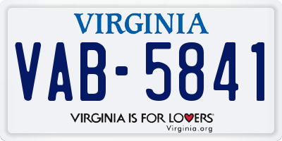 VA license plate VAB5841