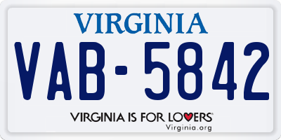 VA license plate VAB5842