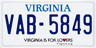 VA license plate VAB5849