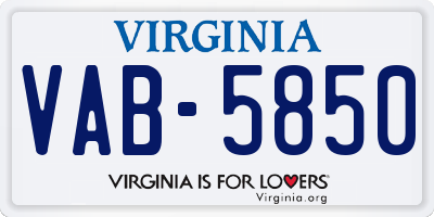 VA license plate VAB5850