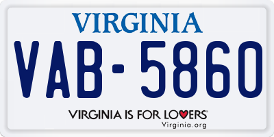 VA license plate VAB5860