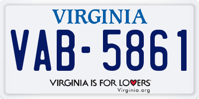 VA license plate VAB5861