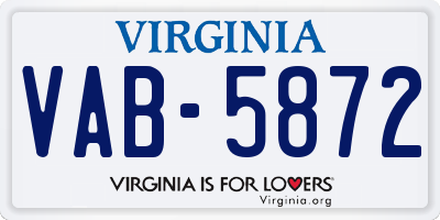 VA license plate VAB5872