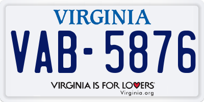 VA license plate VAB5876