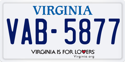 VA license plate VAB5877