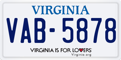 VA license plate VAB5878